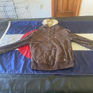 Vintage element reversible hoodie zip up